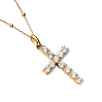 La Croix Crystal Cross Necklace (Gold)