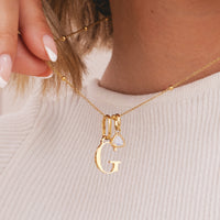 Personalized Initial & Droplet Birthstone Necklace (Gold)