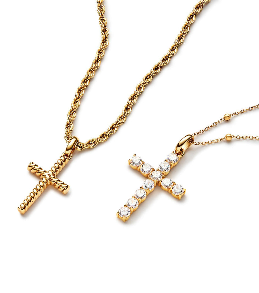 La Croix Crystal Cross Pendant (Gold)