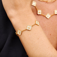 Shimmer Pavé Clover Bracelet (Gold)