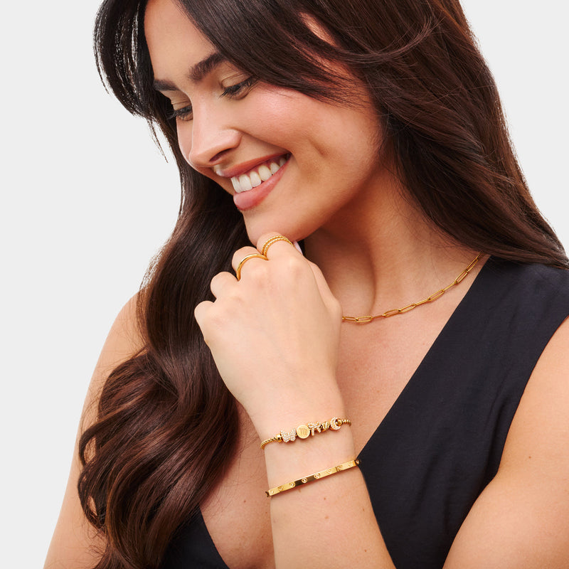 Moon and Back Star Bracelet Charm (Gold)