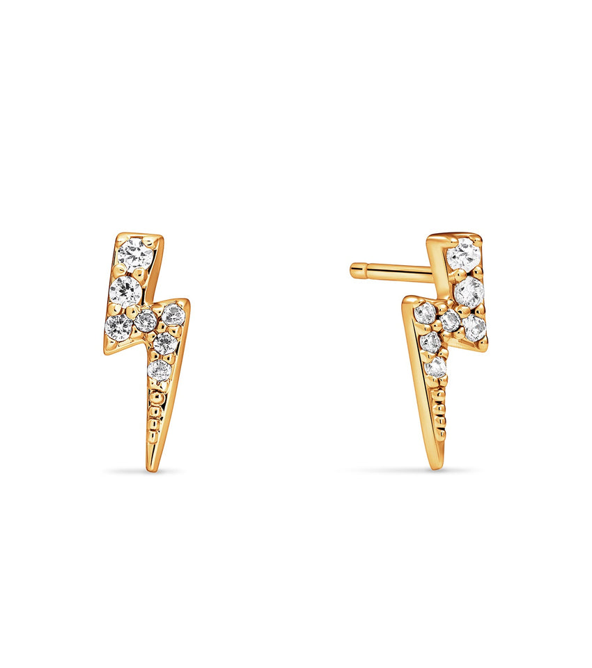Strike Twice Lightning Bolt Earrings (Gold)