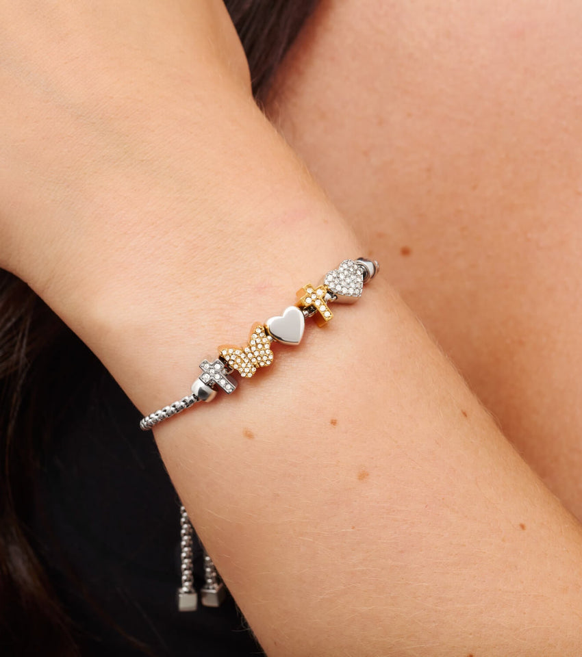 Moon and Back Moon Bracelet Charm (Silver)