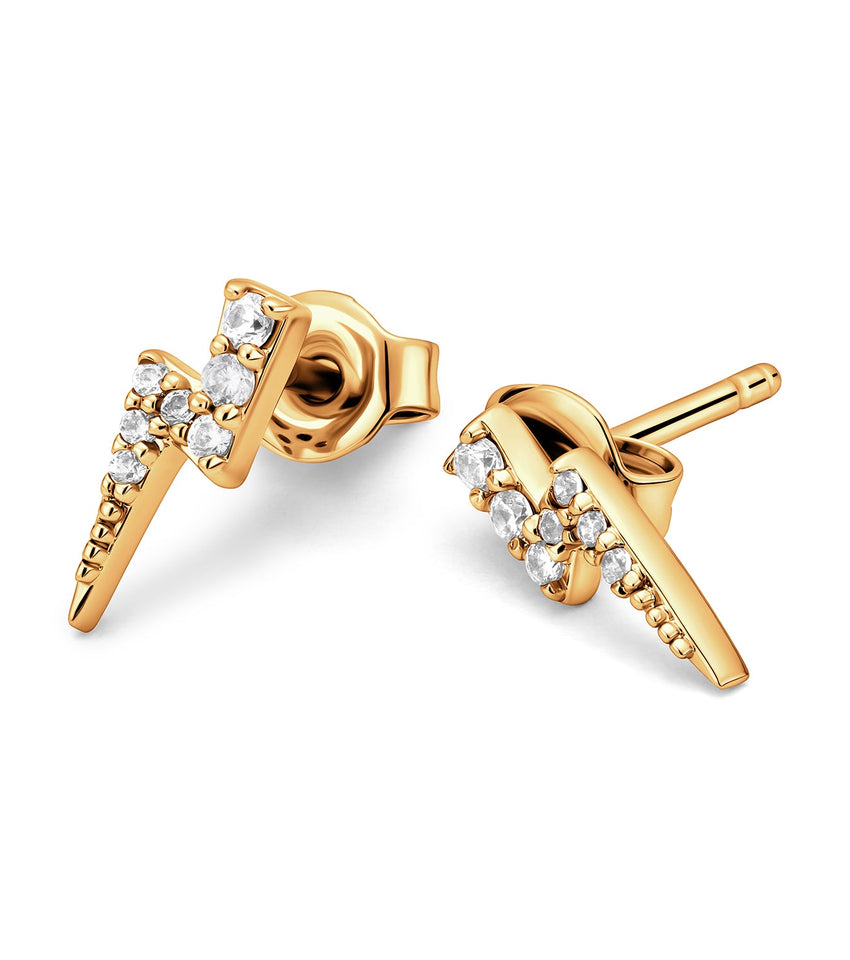 Strike Twice Lightning Bolt Earrings (Gold)