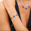Blue Lace Agate Clover Custom Name Bracelet (Silver)
