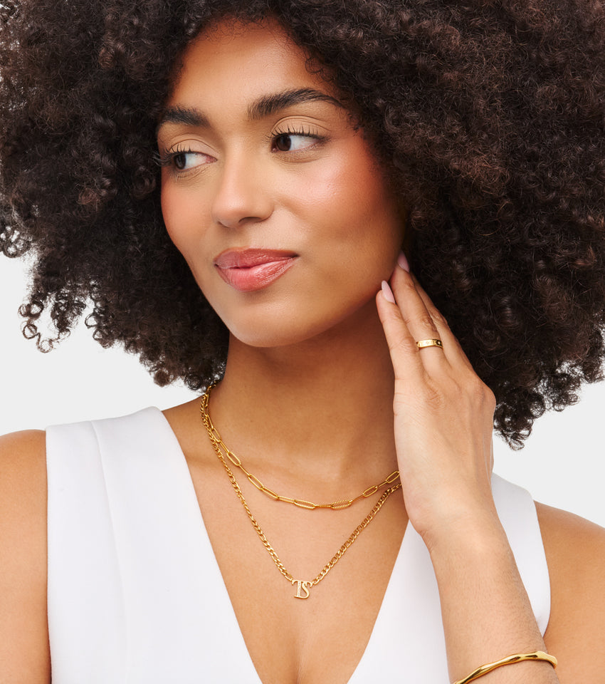 Double Initial Crystal Necklace (Gold)