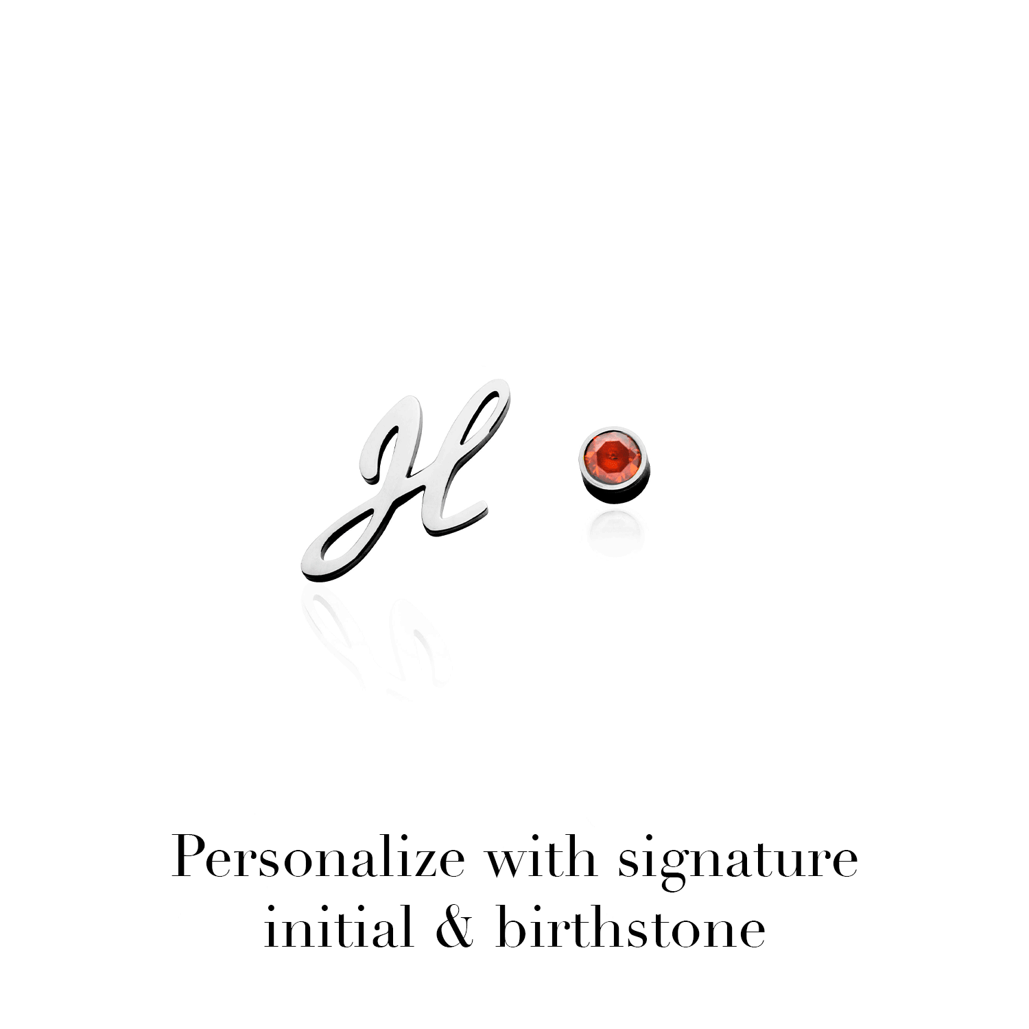 Signature Initial & Birthstone Stud Earrings (Silver)