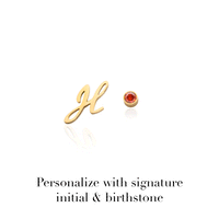 Signature Initial & Birthstone Stud Earrings (Gold)