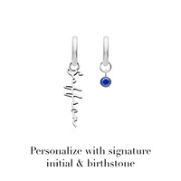 Signature & Birthstone Huggie Hoops (Silver)