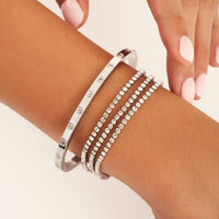 Trinity Crystal Tennis Chain Bracelet (Silver)