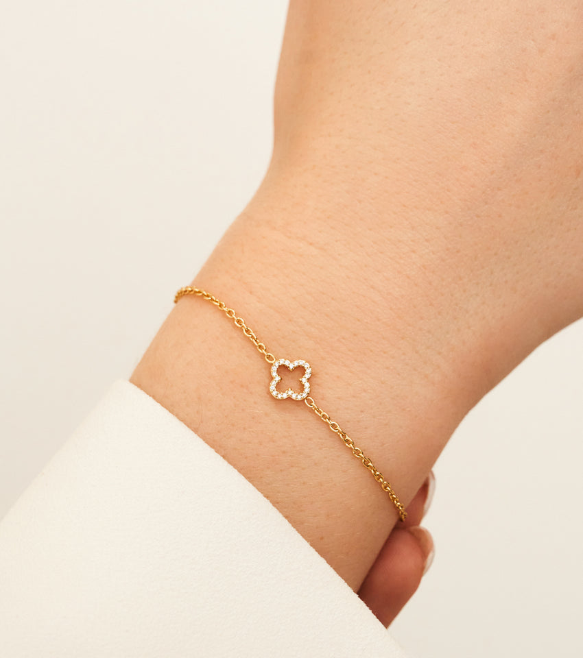 Crystal Clover Bracelet (Gold)