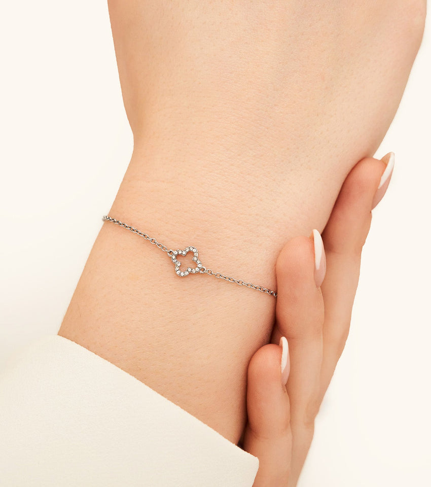 Crystal Clover Bracelet (Silver)