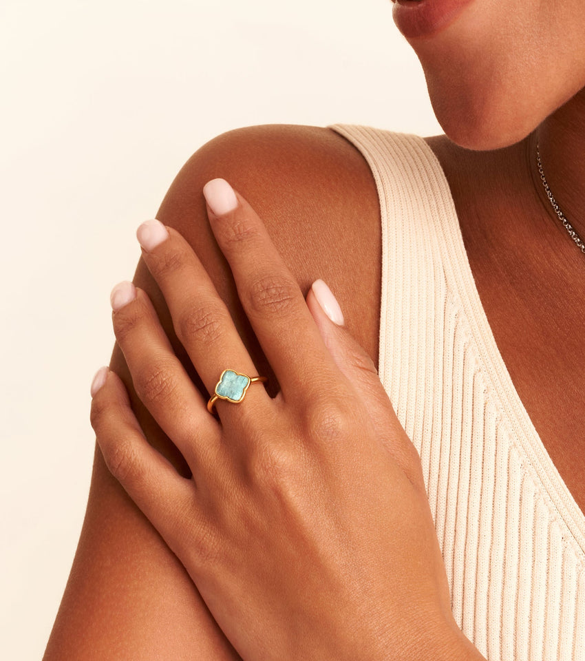 Amazonite Clover Ring (Gold)