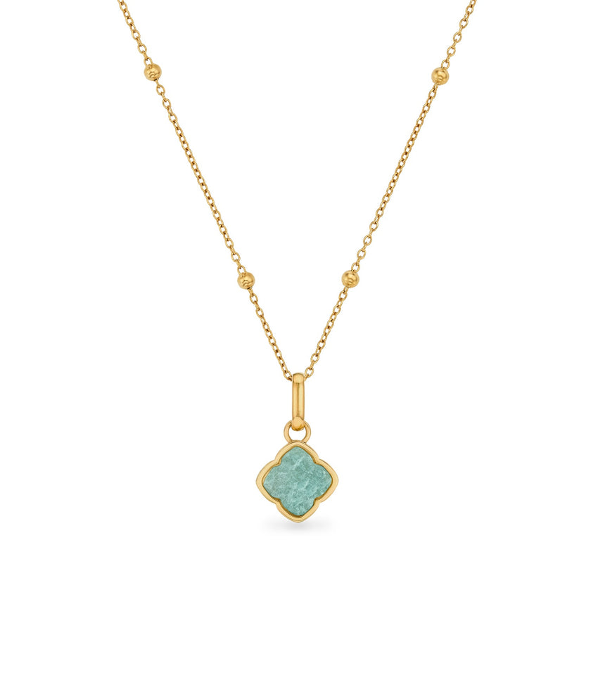 Amazonite Clover Necklace (Gold)