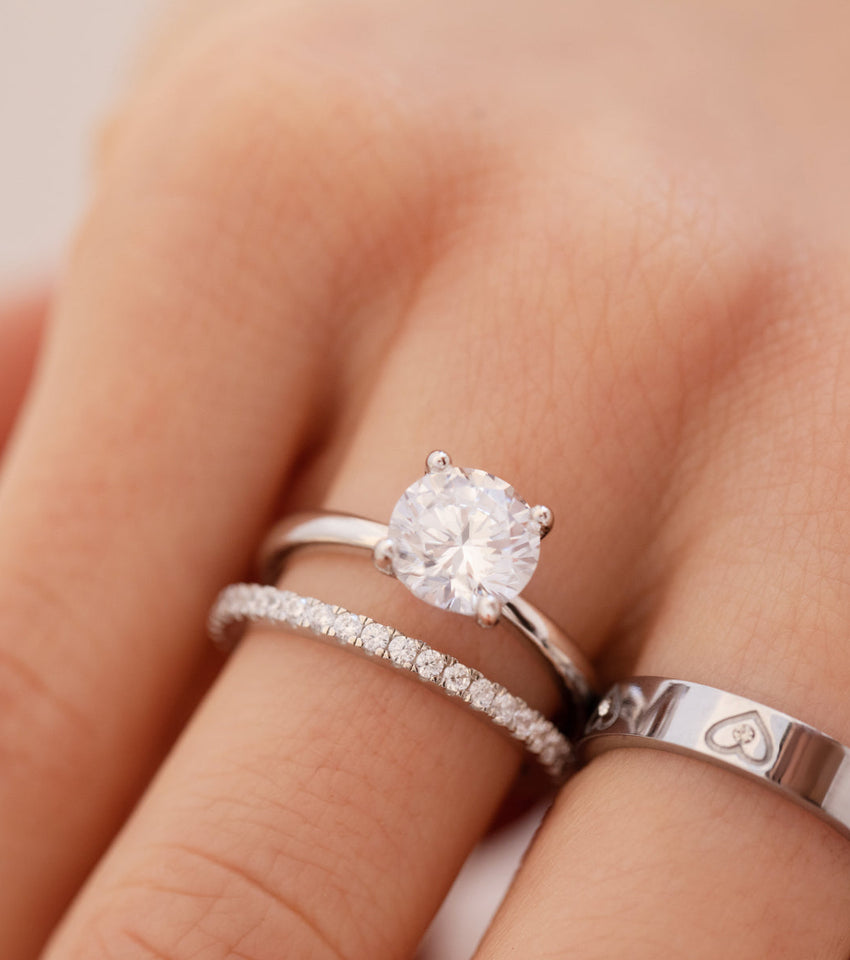 Round Cut Solitaire Ring 2ct (Silver)