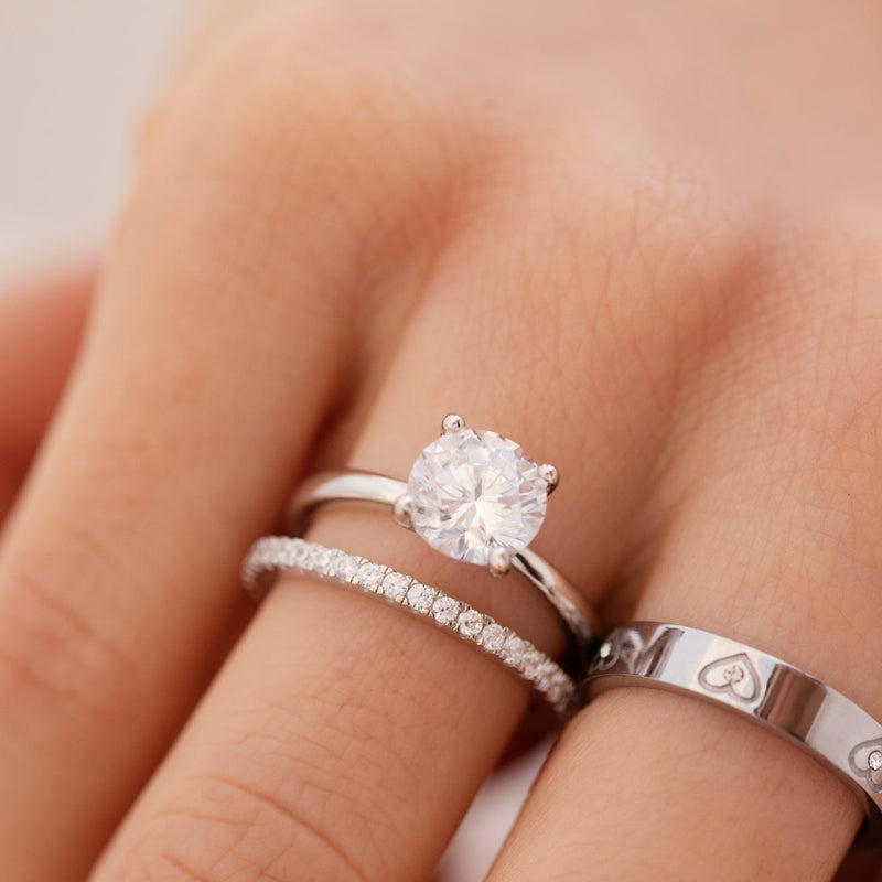 Round Cut Solitaire Ring 2ct (Silver)