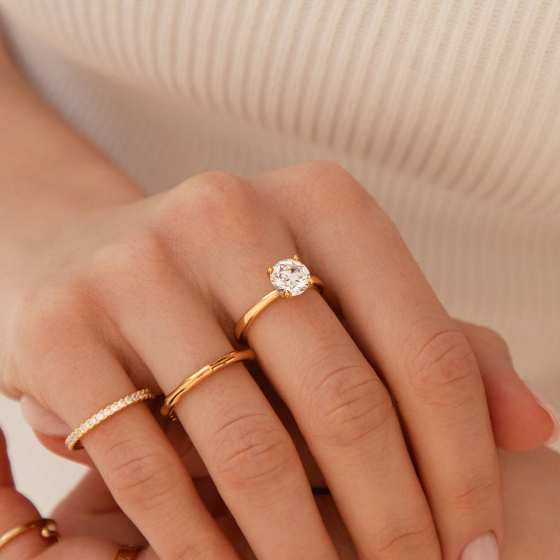 Round Cut Solitaire Ring 2ct (Gold)