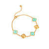 Amazonite & Fluted Clover Bracelet (Gold)