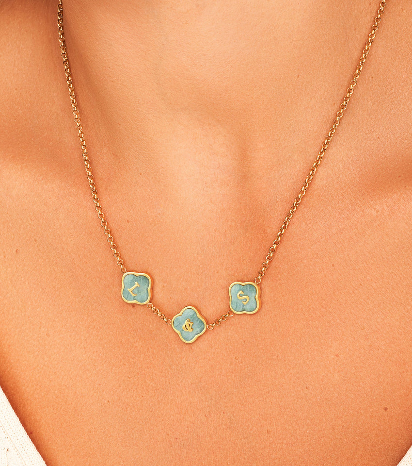 Clover Custom Name Necklace (Gold)