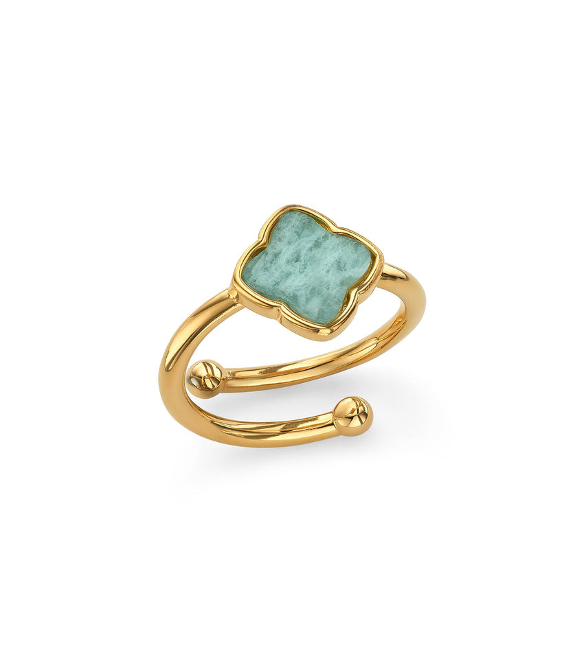 Amazonite Clover Ring (Gold)