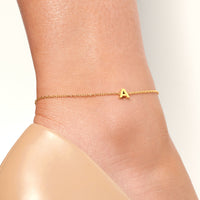 Initial & Birthstone Anklet Set (Gold)