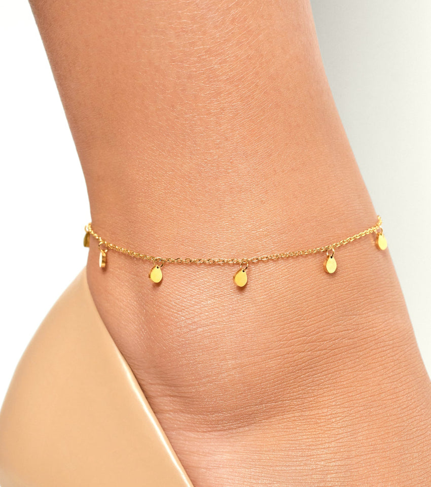 Hanging Disc Anklet (Gold)