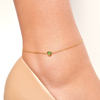 Mini Heart Birthstone Anklet (Gold)