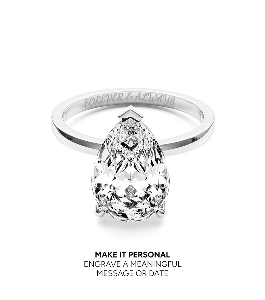 Pear Cut Solitaire Ring 2ct (Silver)