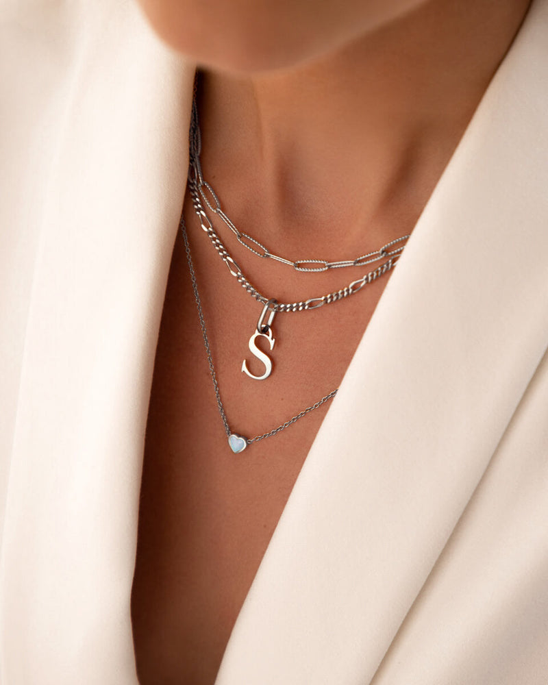 Blue Heart Necklace (Silver)