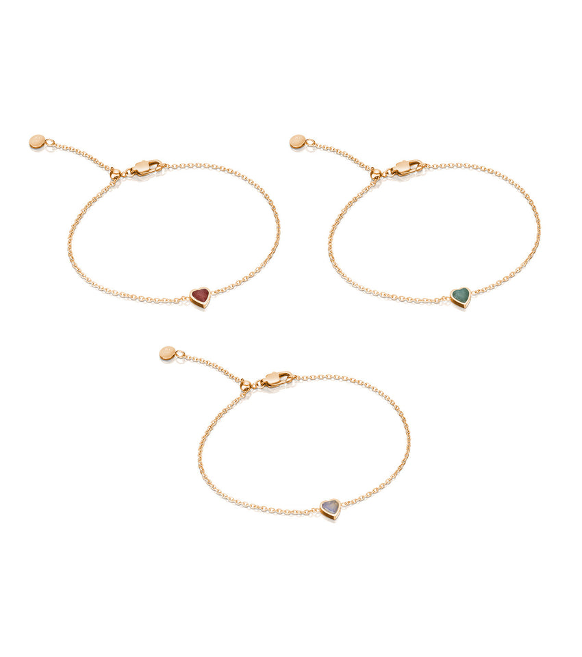 Mini Heart Birthstone Bracelet Bundle (Rose Gold)