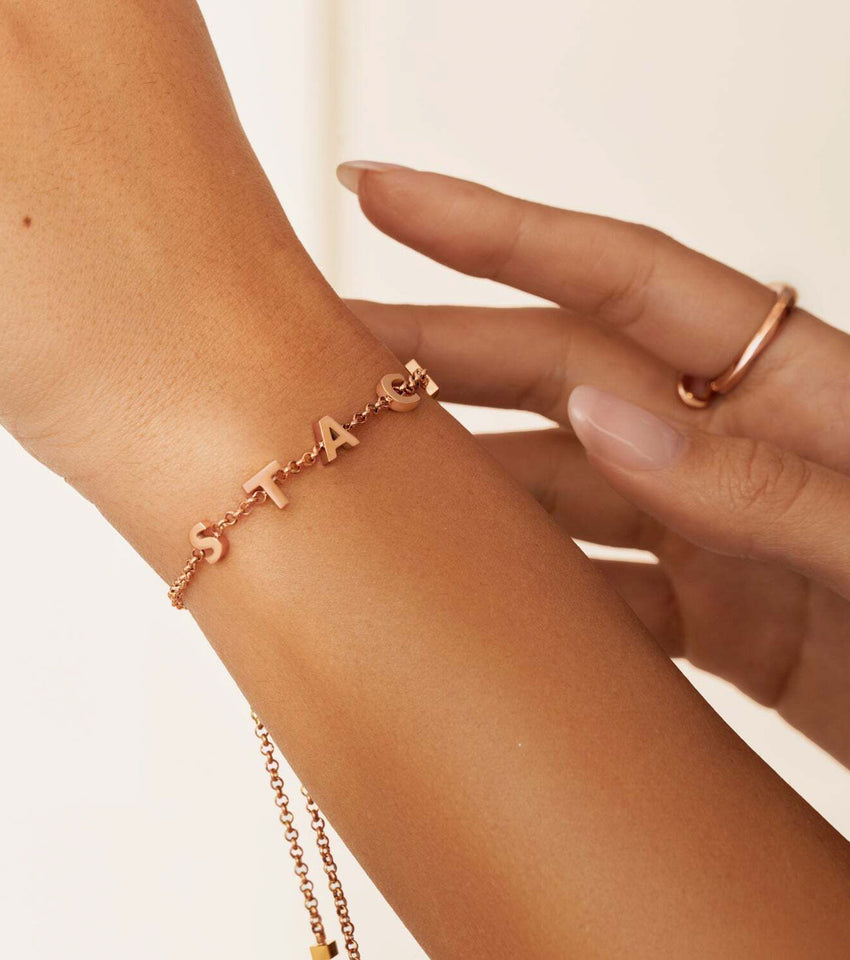 Initials & Name Bracelet - Gold Electroplated
