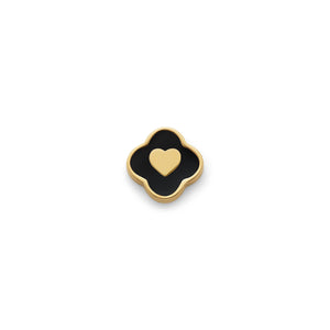 Black Enamel Clover Charms (Gold) - Heart