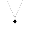 Black Enamel Clover Pendant Necklace (Silver)