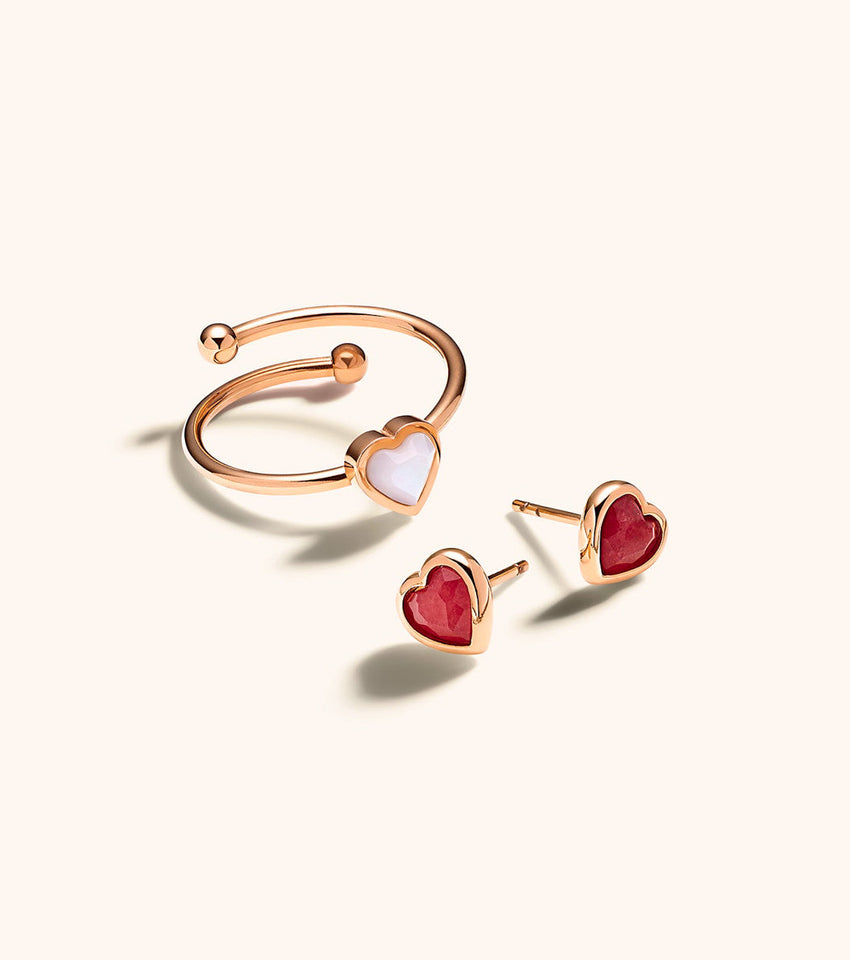Mini Heart Birthstone Ring (Rose Gold)