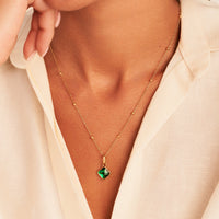 Faceted Birthstone Clover Pendant (Gold)