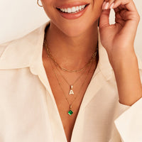 Faceted Birthstone Clover Pendant (Gold)