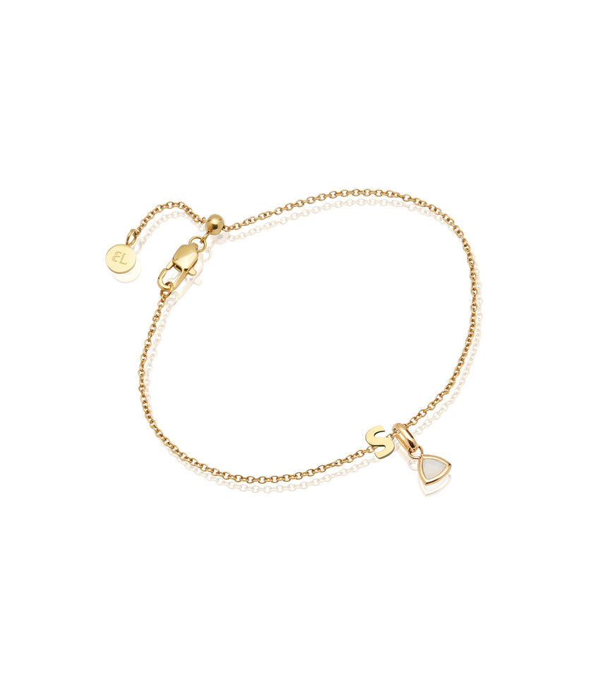 Birthstone & Little Luxe Letter Bracelet (Gold)