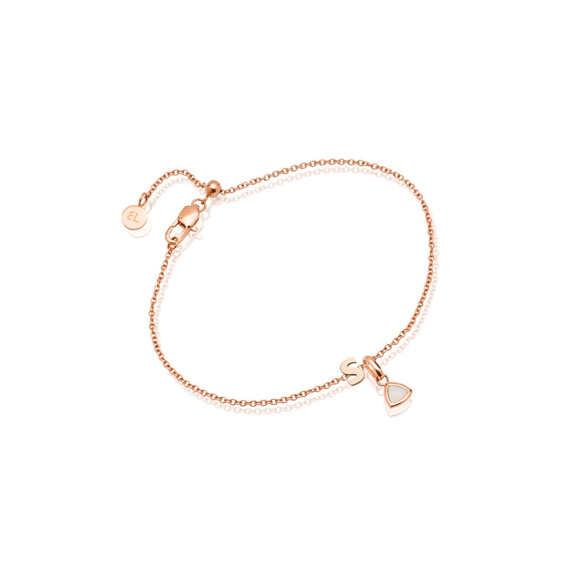 Birthstone & Little Luxe Letter Bracelet (Rose Gold)