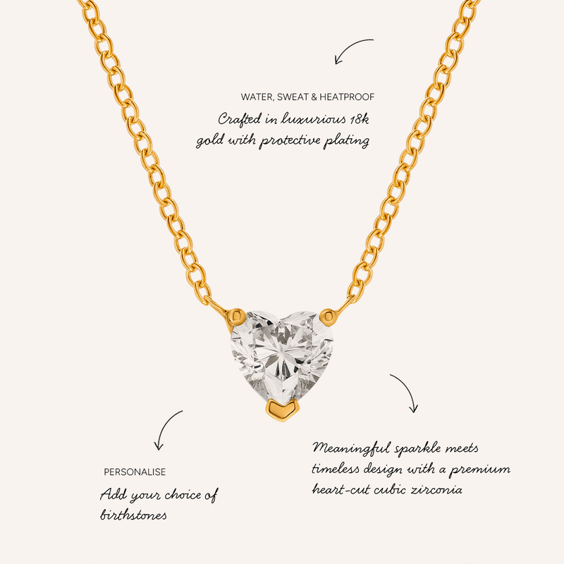 Heart Birthstone Legacy Necklace 1ct (Gold)