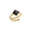 Black Enamel Clover Ring (Gold)