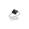 Black Enamel Clover Ring (Silver)