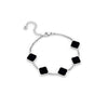 Black Enamel Multi Clover Bracelet (Silver)