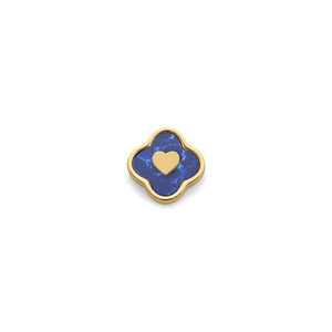 Blue Lace Agate Clover Charms (Gold) - Heart