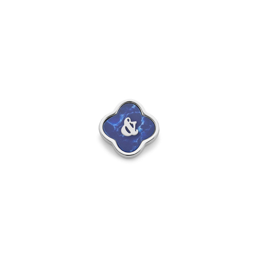 Blue Lace Agate Clover Charms (Silver) - Initials