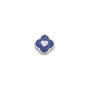 Blue Lace Agate Clover Charms (Silver) - Heart