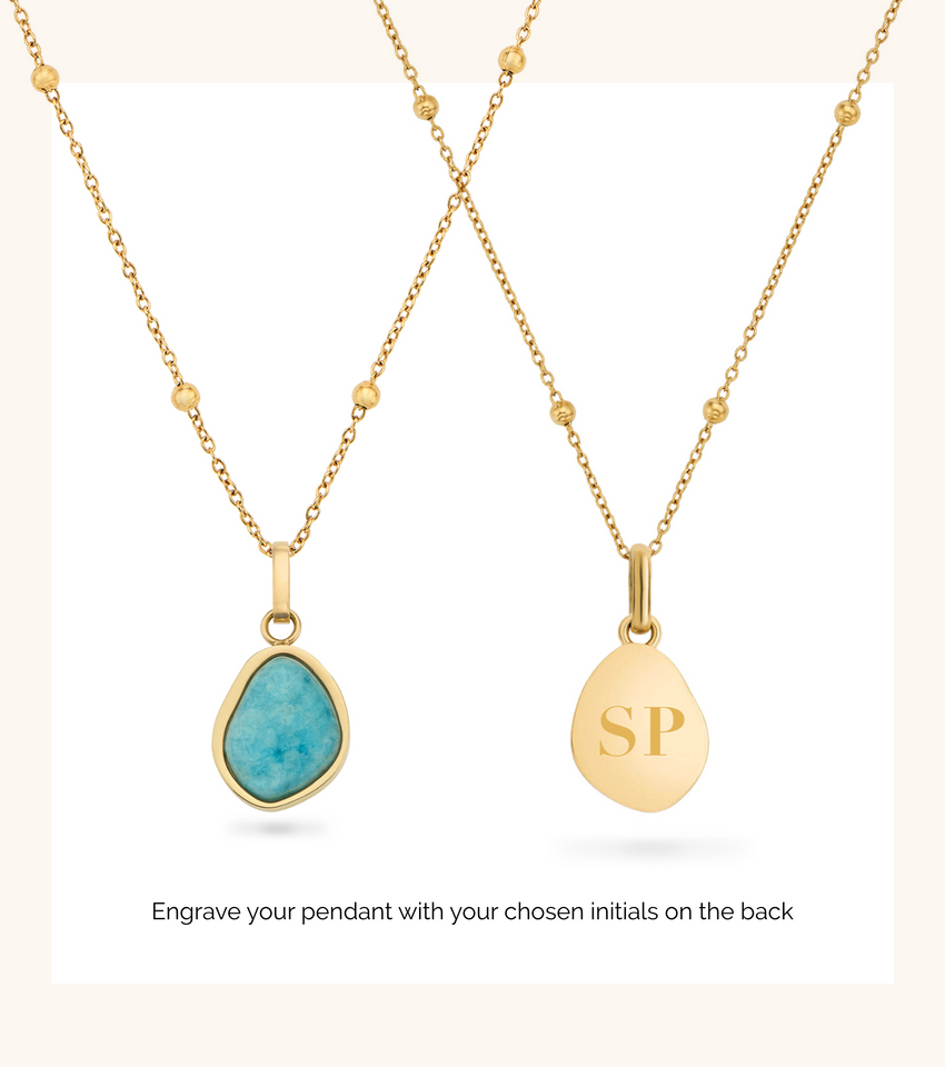 Blue Amazonite Stone Pendant (Gold)