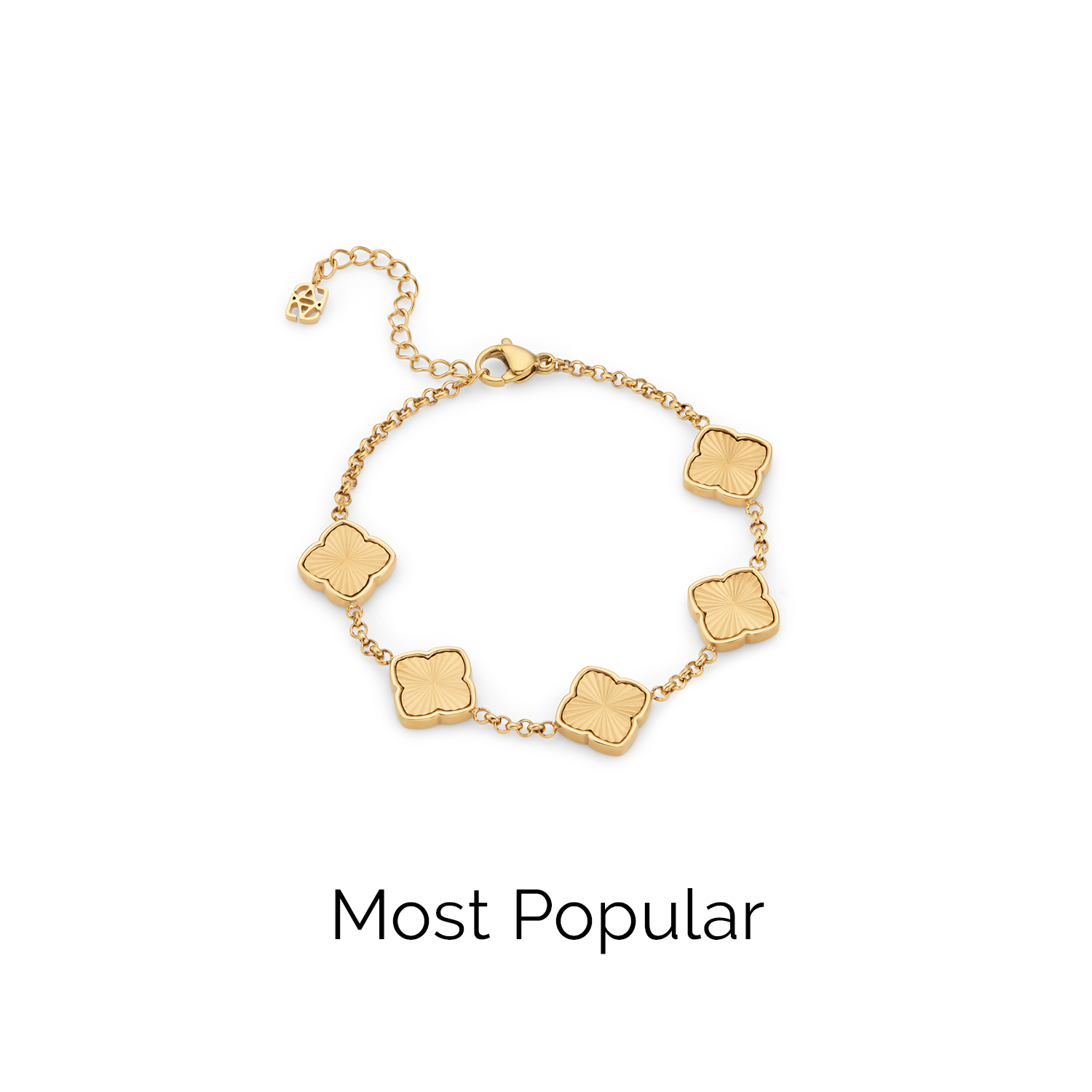 Textured Multi Clover Bracelet (Gold)