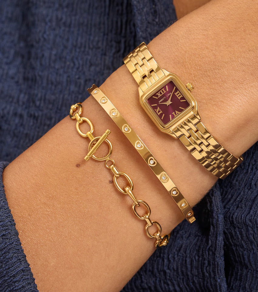 Essence Watch & Crystal Bracelet Set (Gold)