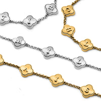 Textured Clover Custom Name Necklace (Gold)