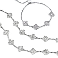 Shimmer Pavé Clover Bracelet (Silver)